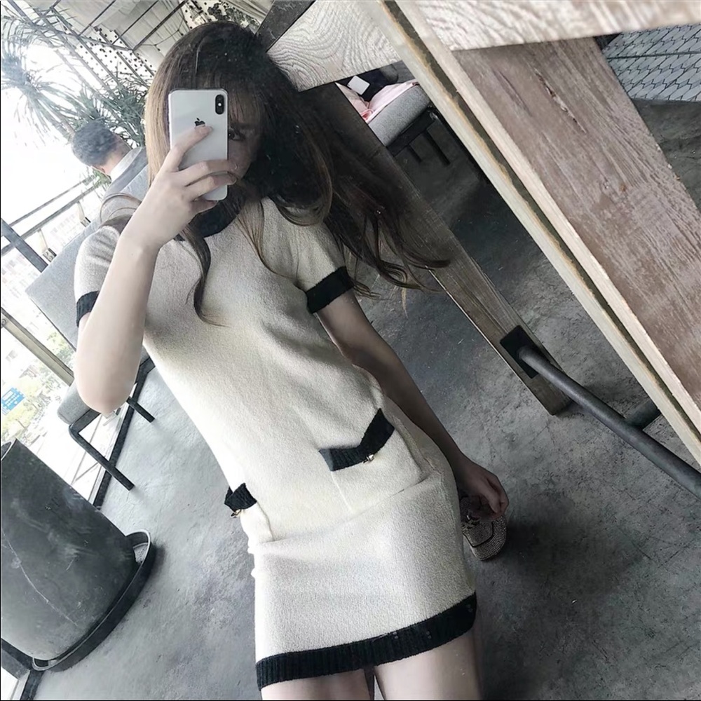 NWT Zara KNITTED DRESS WHITE AND BLACK